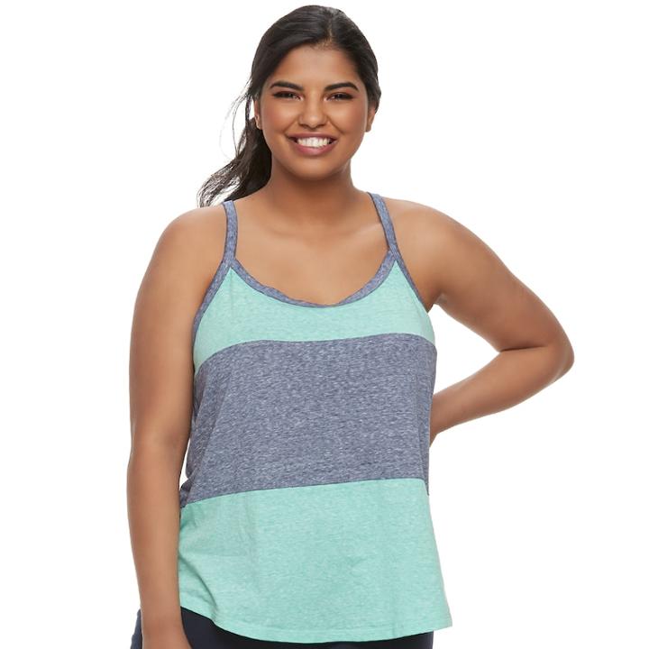 Plus Size Juniors' Plus So&reg; Varsity Striped Racerback Tank, Teens, Size: 3xl, Brt Green