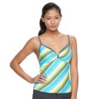 Women's Free Country Striped Underwire Tankini Top, Size: Medium, Blue Other