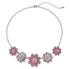 Pink Glitter Flower Statement Necklace, Women's, Med Pink