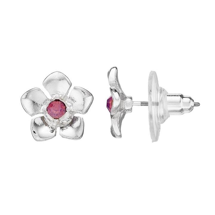 Lc Lauren Conrad Nickel Free Pink Stone Flower Stud Earrings, Women's