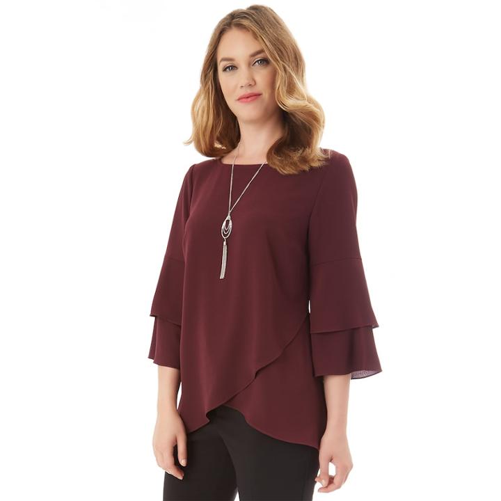 Women's Apt. 9&reg; Tiered Tulip Hem Top, Size: Large, Purple
