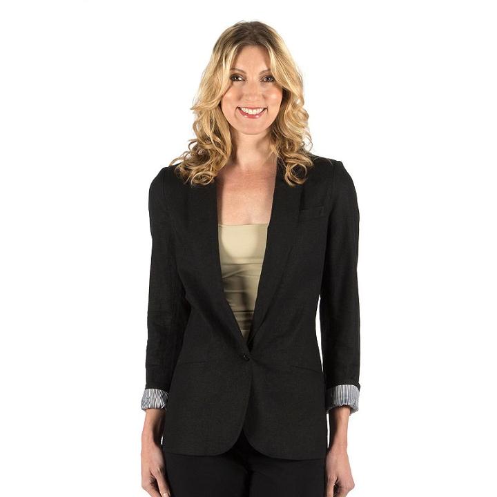 Women's Larry Levine Linen Blend Blazer, Size: 10, Black