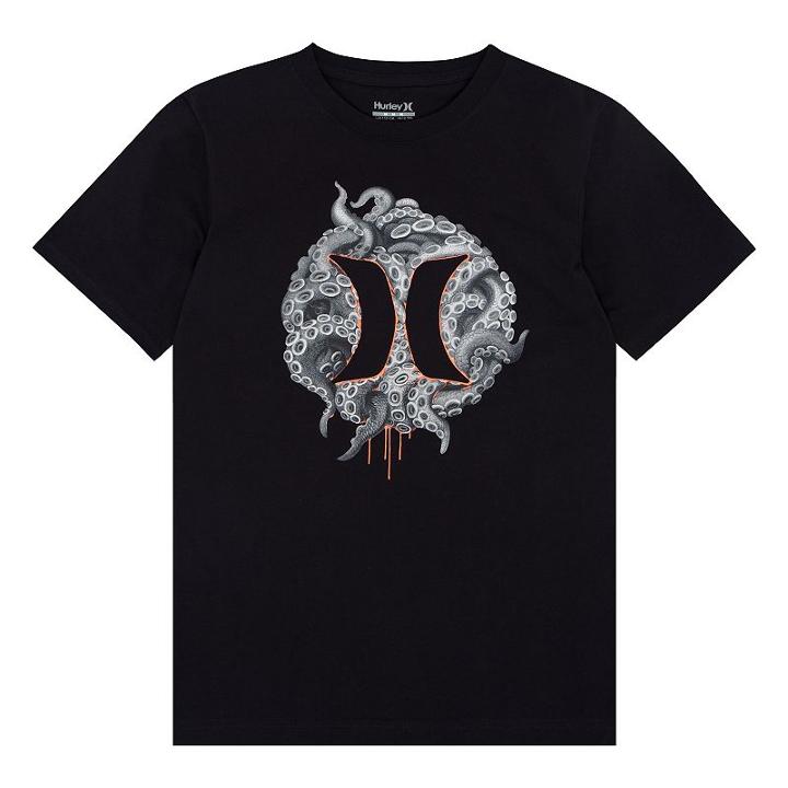 Boys 4-7 Hurley Wild Arms Octopus Logo Graphic Tee, Size: 4, Black