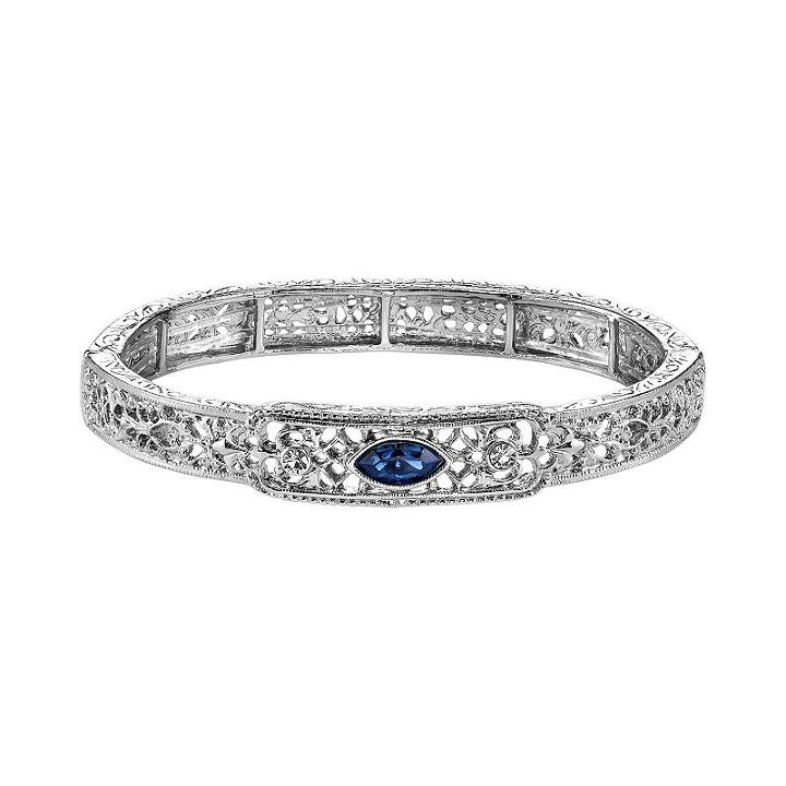 Downton Abbey Openwork Stretch Bracelet, Women's, Size: 7, Blue