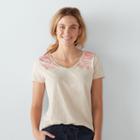 Women's Sonoma Goods For Life&trade; Slubbed V-neck Tee, Size: Medium, Lt Beige