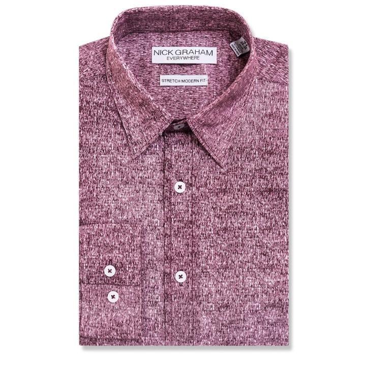 Men's Nick Graham Everywhere Modern-fit Stretch Dress Shirt, Size: L-34/35, Light Red
