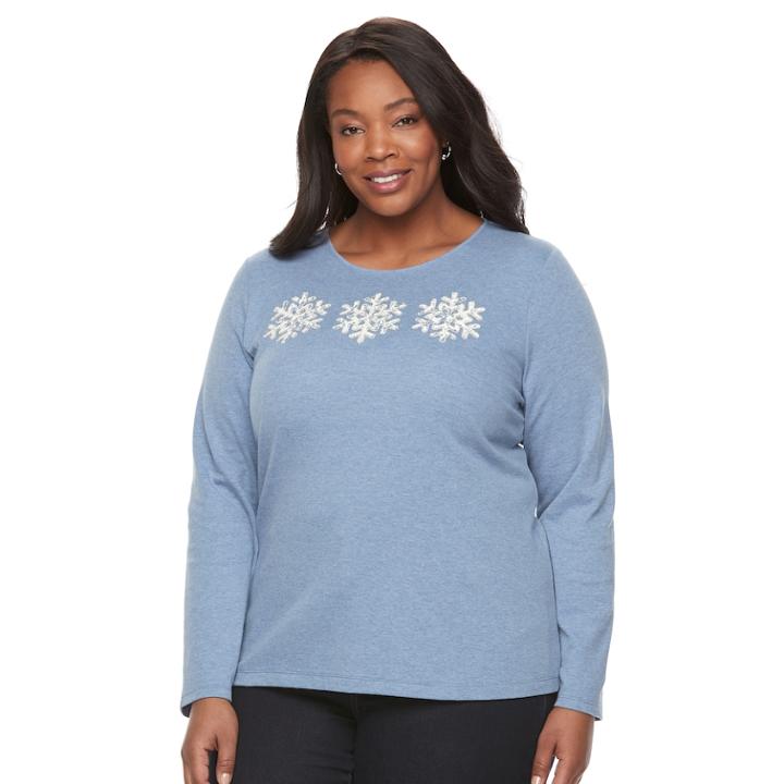 Plus Size Croft & Barrow&reg; Holiday Spirit Tee, Women's, Size: 2xl, Med Blue