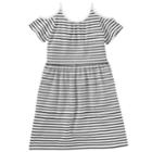Girls 4-12 Oshkosh B'gosh&reg; Striped Cold Shoulder Dress, Size: 4-5, White