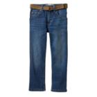 Boys 4-7x Lee Dungarees Slim Straight-leg Jeans With Easy-snap Belt, Boy's, Size: 7x Slim, Light Blue