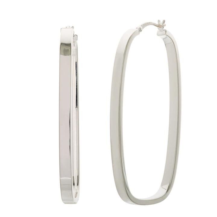 Silver Classics Sterling Silver Rectangular Hoop Earrings, Women's, Grey