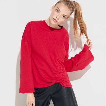 K/lab Asymmetrical Gathered Sweatshirt, Teens, Size: Xs, Dark Pink