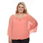 Plus Size Ab Studio Crochet Bell Sleeve Top, Women's, Size: 3xl, Lt Orange