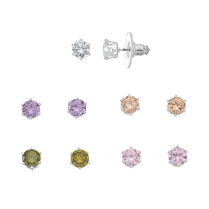 Apt. 9&reg; Cubic Zirconia Round Stud Earring Set, Women's, Multicolor