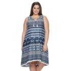 Plus Size World Unity Printed Lace-up A-line Dress, Women's, Size: 3xl, Blue