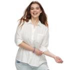 Juniors' Plus Size So&reg; Button Down Shirt, Teens, Size: 3xl, White