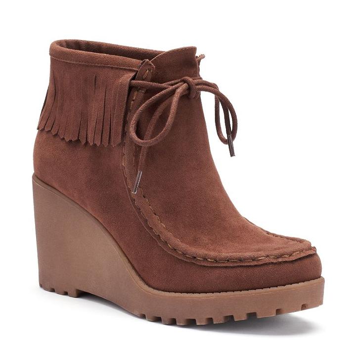 Unleashed By Rocket Dog Sissy Women's Wedge Moccasin Boots, Girl's, Size: Medium (9.5), Brown