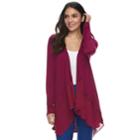 Women's Elle&trade; Mixed-media Flyaway Cardigan, Size: Xs, Dark Pink
