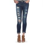 Juniors' Almost Famous Ripped Cuffed Skinny Jeans, Teens, Size: 5, Dark Blue