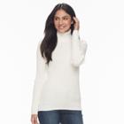 Women's Croft & Barrow&reg; Essential Ribbed Turtleneck Sweater, Size: Large, White