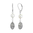 Freshwater Cultured Pearl & Quartz Sterling Silver Drop Earrings, Women's, Multicolor