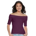 Juniors' So&reg; Ribbed Off The Shoulder Top, Girl's, Size: Medium, Purple