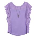 Girls 7-16 Iz Amy Byer Winged Lace Tank Top With Necklace, Girl's, Size: Xl, Lt Purple