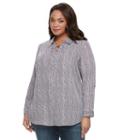 Plus Size Croft & Barrow&reg; Printed Lace-up Shirt, Women's, Size: 1xl, Grey Other