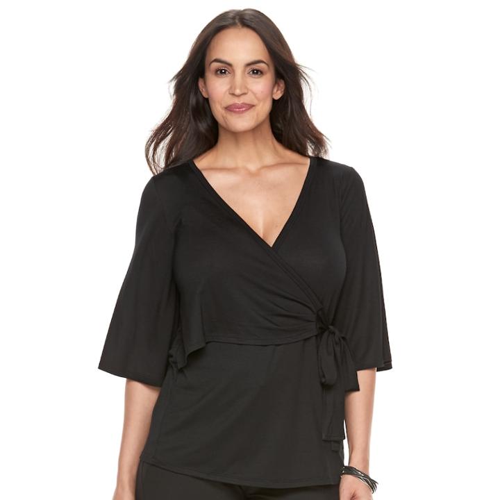 Maternity A:glow Wrap Nursing Top, Women's, Size: L-mat, Black