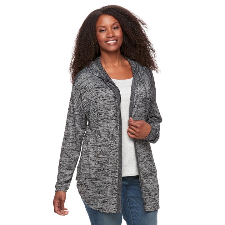 Plus Size Sonoma Goods For Life&trade; Hooded Cardigan, Women's, Size: 2xl, Black