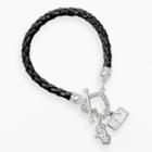 Logoart Chicago White Sox Devotion Silver Tone Crystal Charm Bracelet, Women's, Size: 8, Black