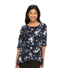 Women's Croft & Barrow&reg; Tiered Peplum Top, Size: Large, Dark Blue