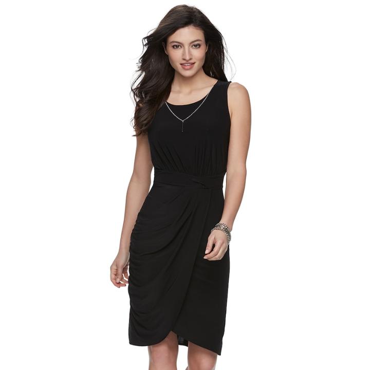 Women's Jennifer Lopez Pleated Tulip-hem Dress, Size: Xs, Black