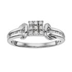 Always Yours Sterling Silver 1/6 Carat T.w. Diamond Square Engagement Ring, Women's, Size: 7, White