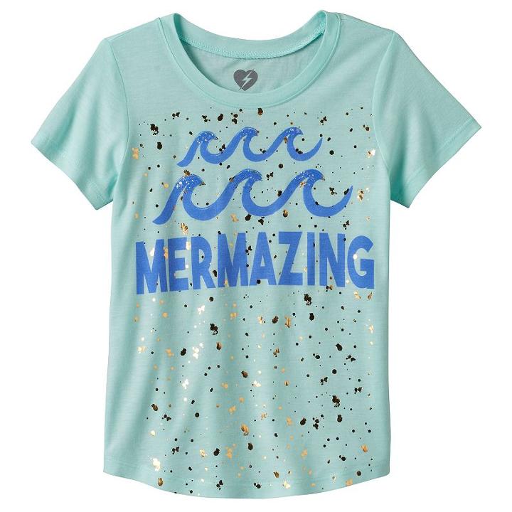 Girls 7-16 Mermazing Foil Graphic Tee, Girl's, Size: Medium, Lt Green