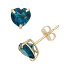 London Blue Topaz 10k Gold Heart Stud Earrings, Women's
