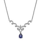 Sterling Silver Lab-created Blue & White Sapphire Twist Necklace, Women's