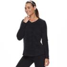 Women's Tek Gear&reg; Microfleece V-neck Tee, Size: Large, Black