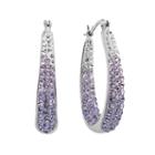 Artistique Sterling Silver Crystal Ombre Hoop Earrings - Made With Swarovski Crystals, Women's, Purple