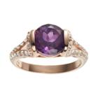 African Amethyst And Lab-created White Sapphire 18k Rose Gold Over Silver Ring, Women's, Size: 9, Multicolor