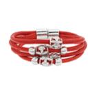 Beaded Multi Row Cord Magnetic Bracelet, Women's, Red