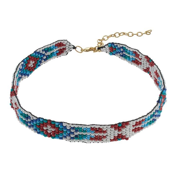 Mudd&reg; Southwest Seed Bead Choker Necklace, Women's, Multicolor