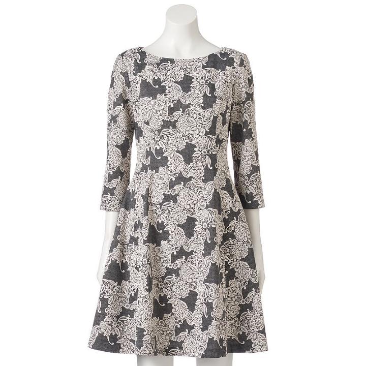 Women's Jessica Howard Lace Jacquard A-line Dress, Size: 12, Grey Other