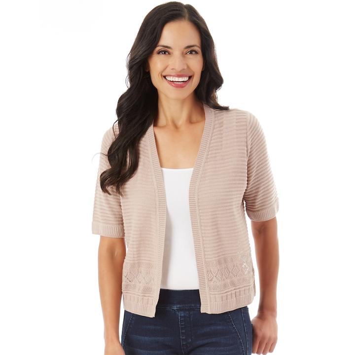 Women's Apt. 9&reg; Shadow Stripe Cardigan, Size: Xl, Lt Beige