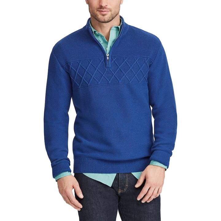 Men's Chaps Regular-fit Textured Quarter-zip Pullover, Size: Xl, Blue