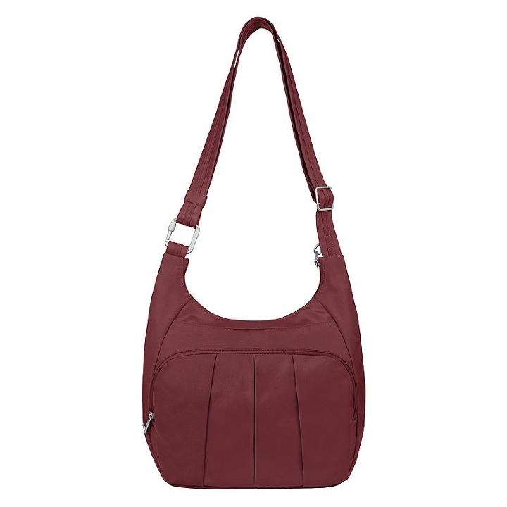Travelon Anti-theft Classic Pleated Hobo, Adult Unisex, Red