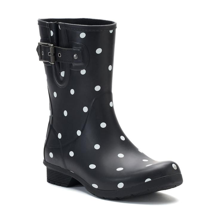 Chooka Classic Lottie Dot Women's Rain Boots, Size: 7, Black