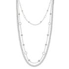 Simulated Pearl Layered Station Necklace, Women's, Silver