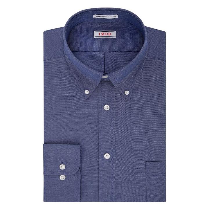 Big & Tall Izod Performax Wrinkle-free Button-down Collar Dress Shirt, Men's, Size: 18.5 34/5b, Blue Other