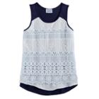 Girls 7-16 Eyelash Crochet Lace Front Tank Top, Size: Medium, Blue (navy)
