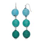 Ombre Thread Wrapped Ball Nickel Free Drop Earrings, Women's, Turq/aqua